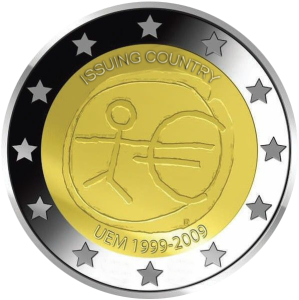 2 euro commemorativi 2009 10° anniversario dell'unione economica monetaria