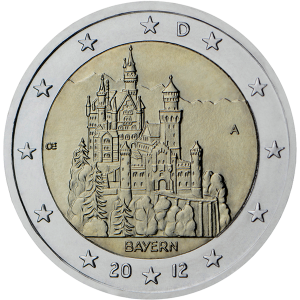 2 euro commemorativi Germany Bayern Castello di Neuschwanstein 2012
